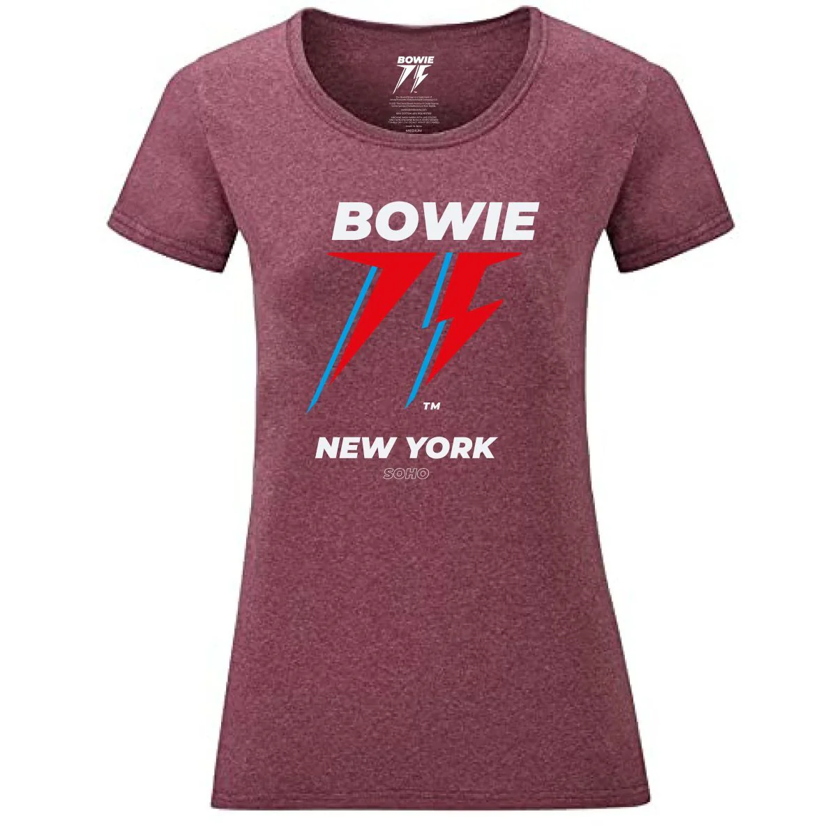 Bowie 75 New York Womens Burgundy T-shirt