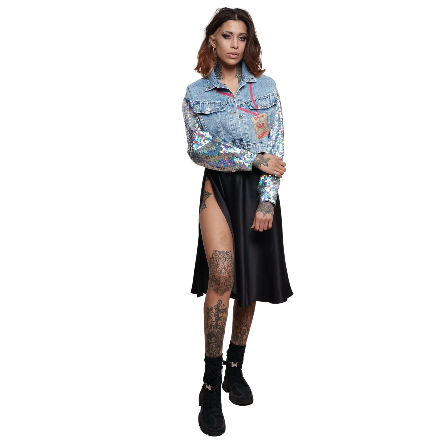 Bowie Hand Painted Women's Denim Jacket - Image 4