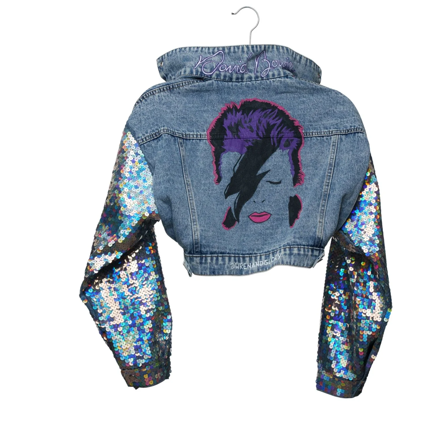 Bowie Hand Painted Women's Denim Jacket - Image 7
