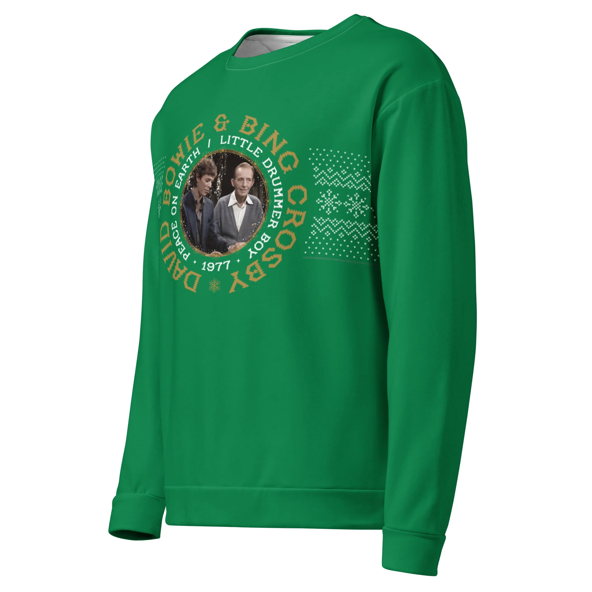 David Bowie & Bing Crosby Green Holiday Sweatshirt - Image 2