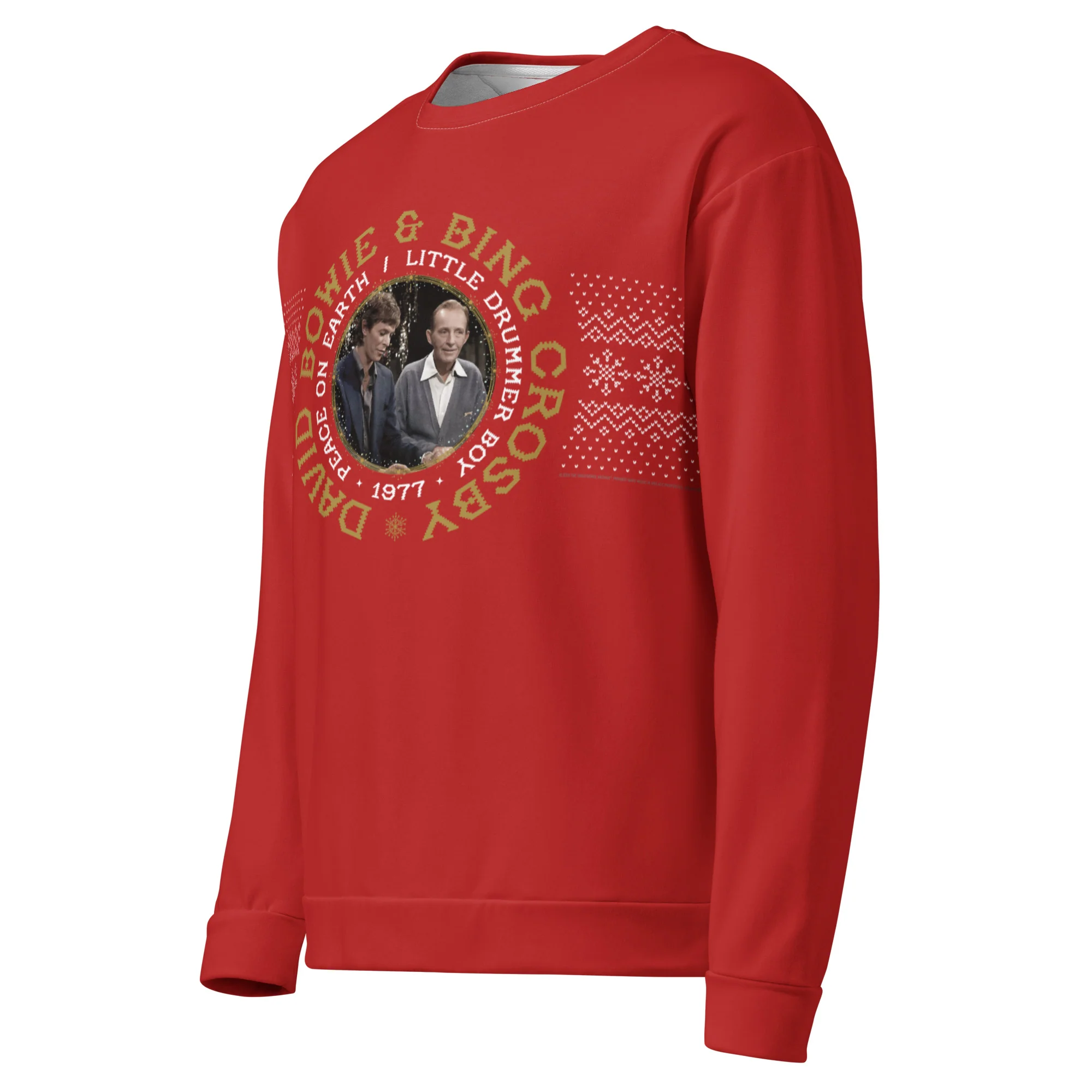 David Bowie & Bing Crosby Red Holiday Sweatshirt - Image 2