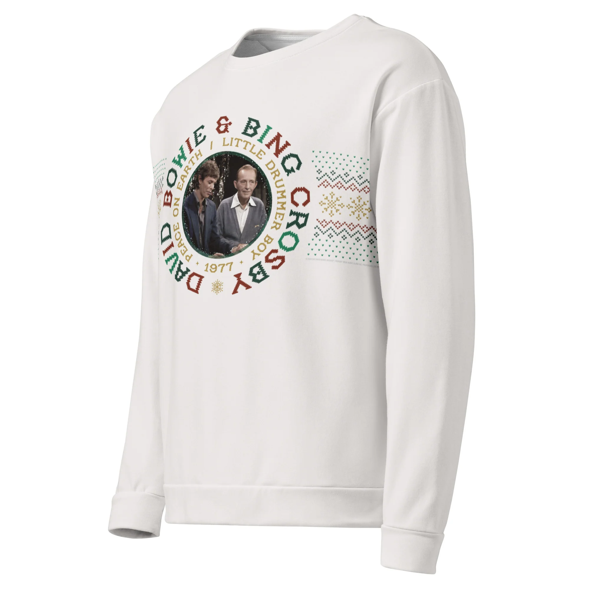 David Bowie & Bing Crosby White Holiday Sweatshirt - Image 2