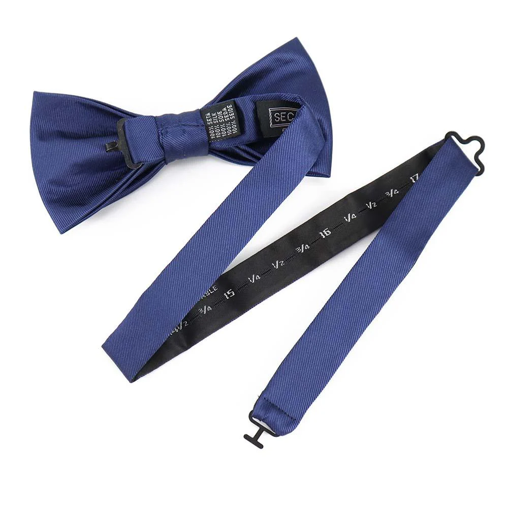 David Bowie Navy Single Bolt Bow Tie (Pre-Tied) - Image 3