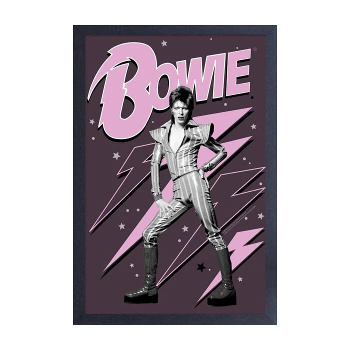 David Bowie - Pink Lightning Bolts 11x17 Framed Print