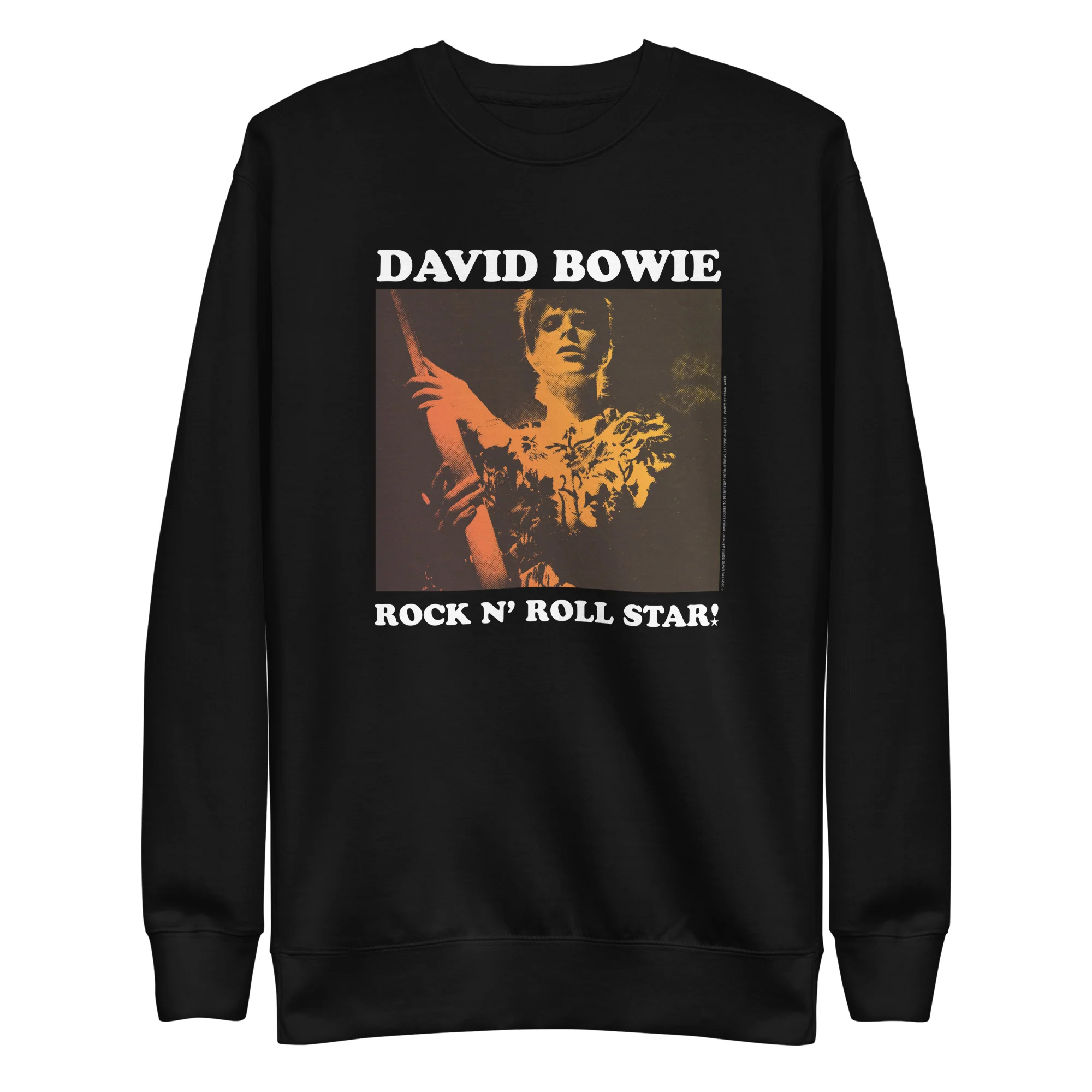 David Bowie Rock n' Roll Star Photo Gold Crewneck Sweatshirt