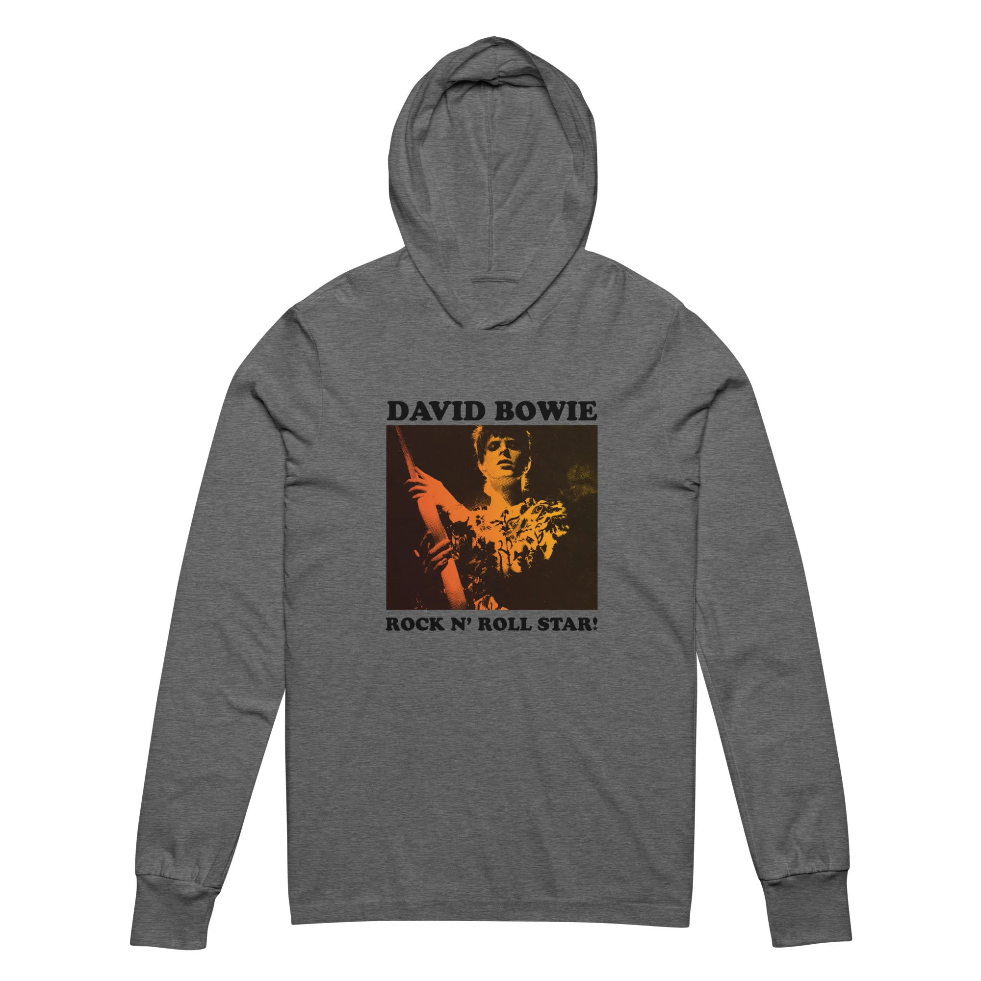 David Bowie Rock n' Roll Star Photo Gold Hooded Long Sleeve T-Shirt - Image 4