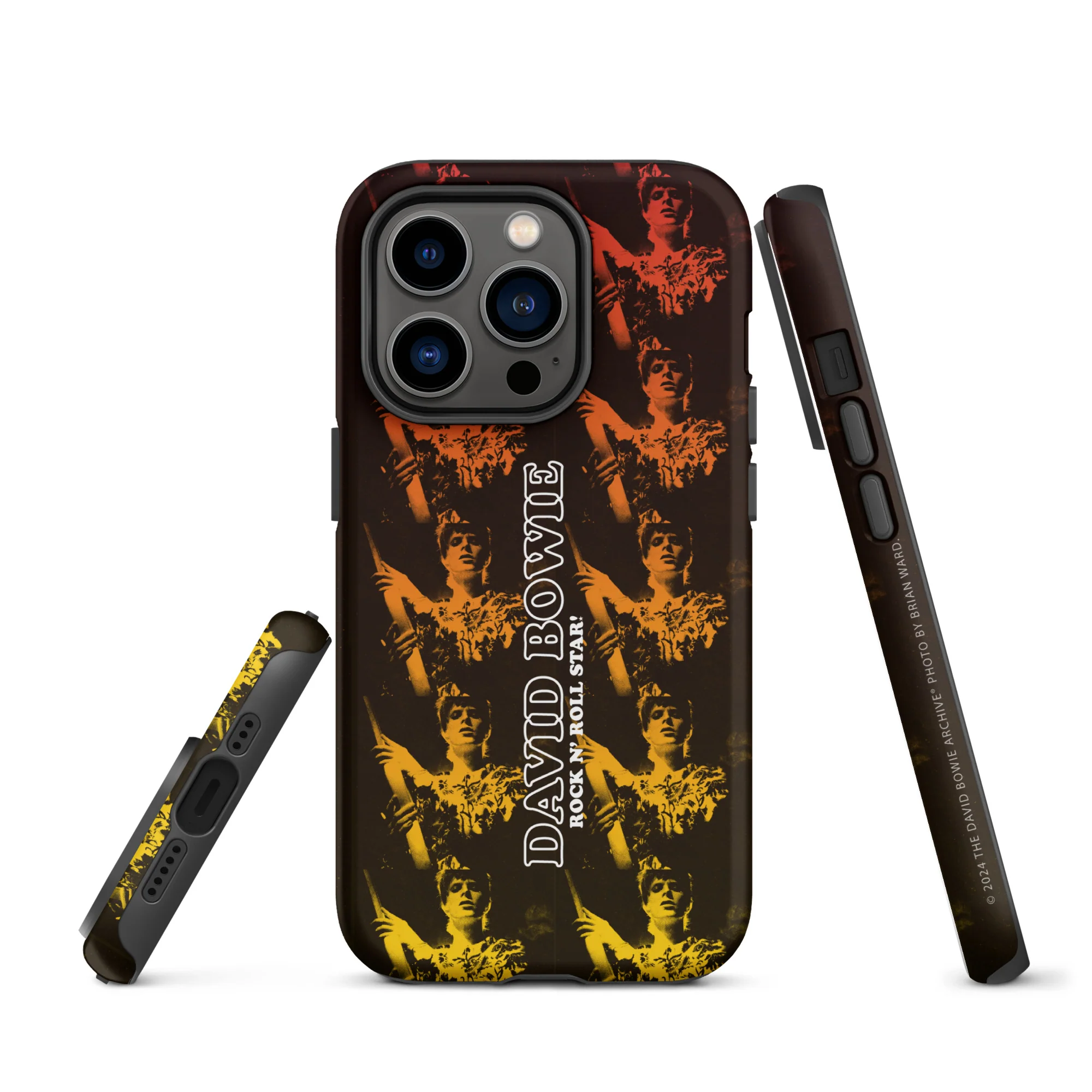 David Bowie Rock n' Roll Star Photo Gold iPhone® Case - Image 15