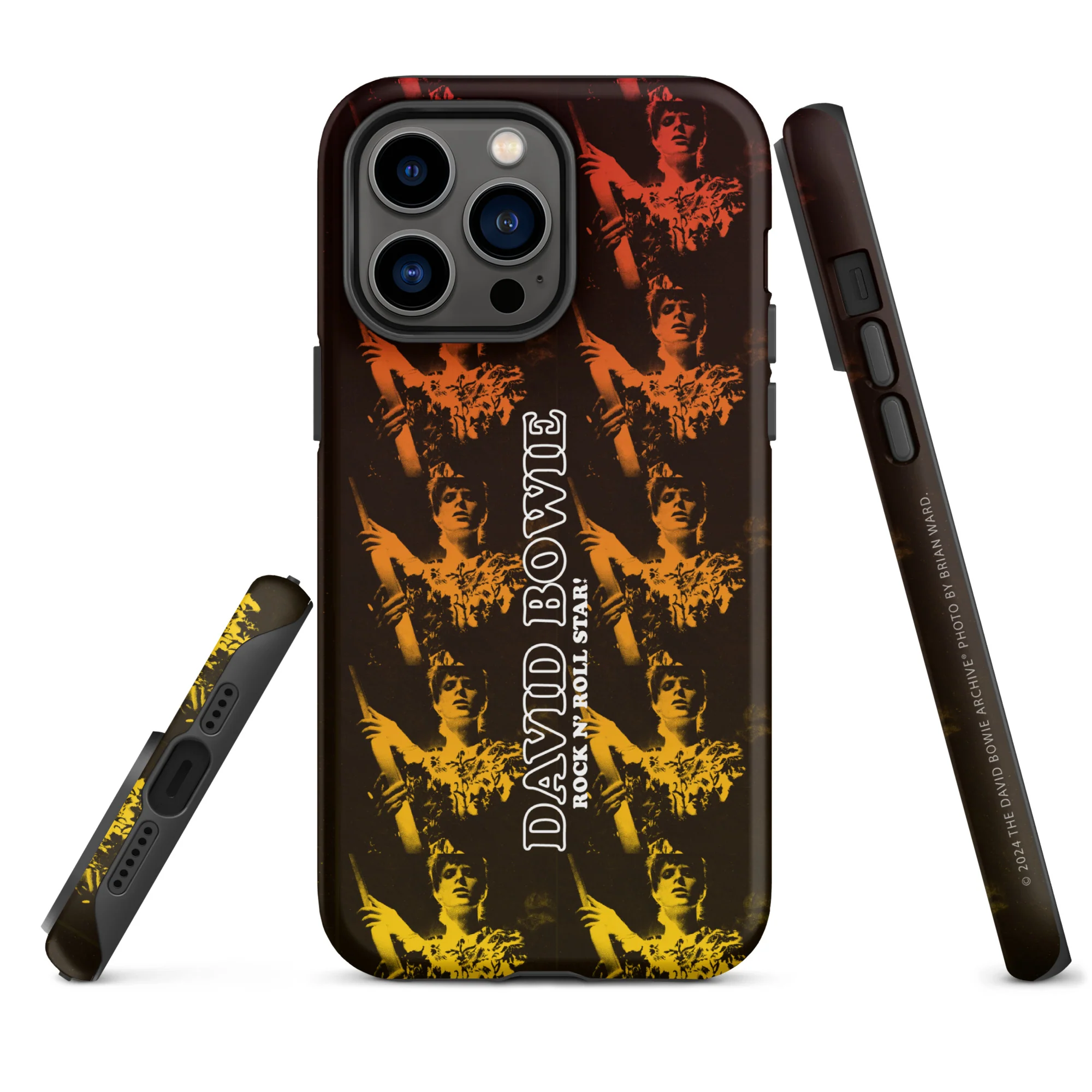 David Bowie Rock n' Roll Star Photo Gold iPhone® Case - Image 16