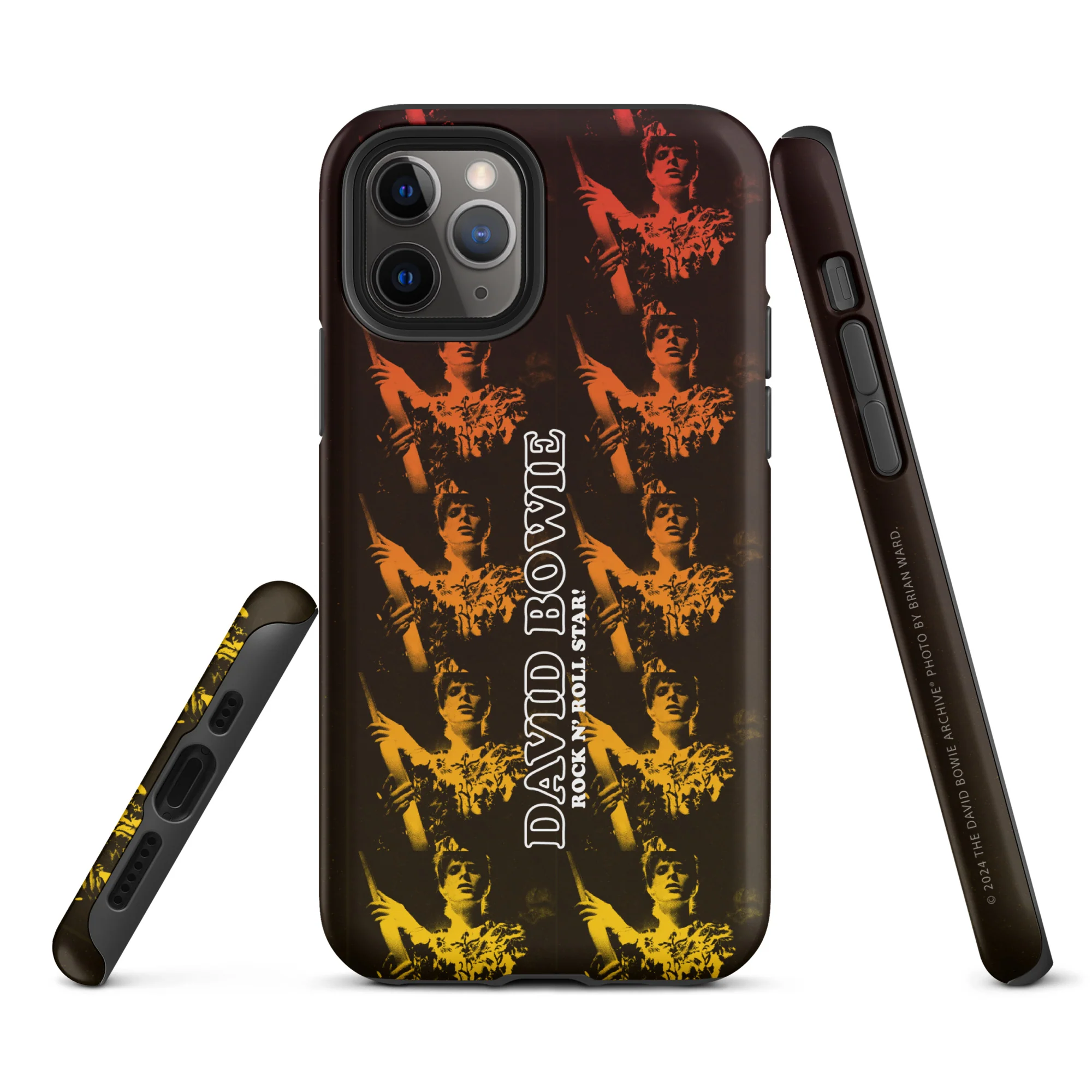 David Bowie Rock n' Roll Star Photo Gold iPhone® Case - Image 3