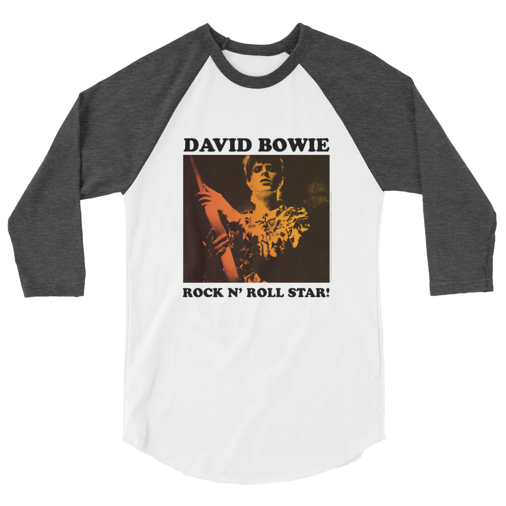 David Bowie Rock n' Roll Star Photo Gold Raglan T-Shirt - Image 2