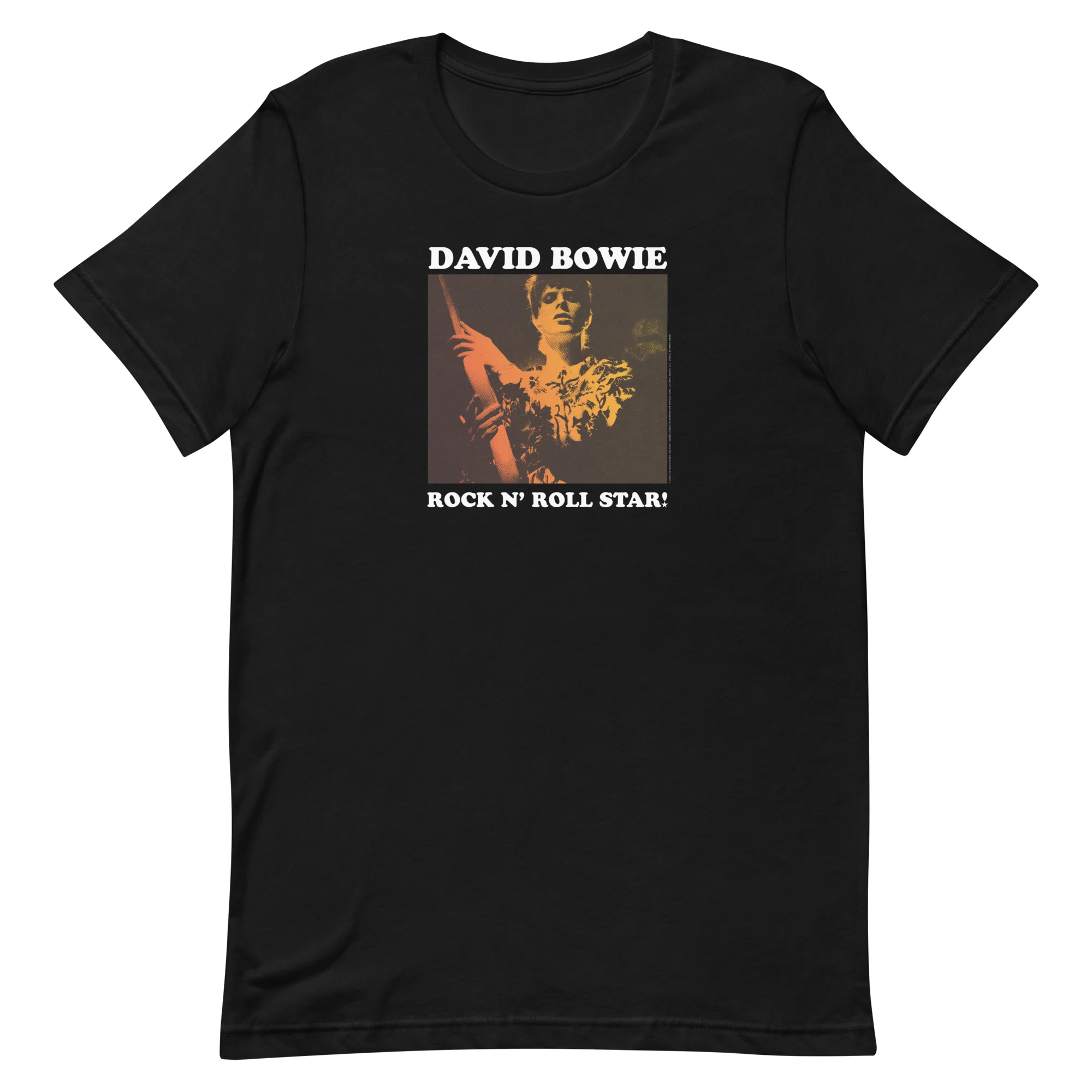 David Bowie Rock n' Roll Star Photo Gold T Shirt