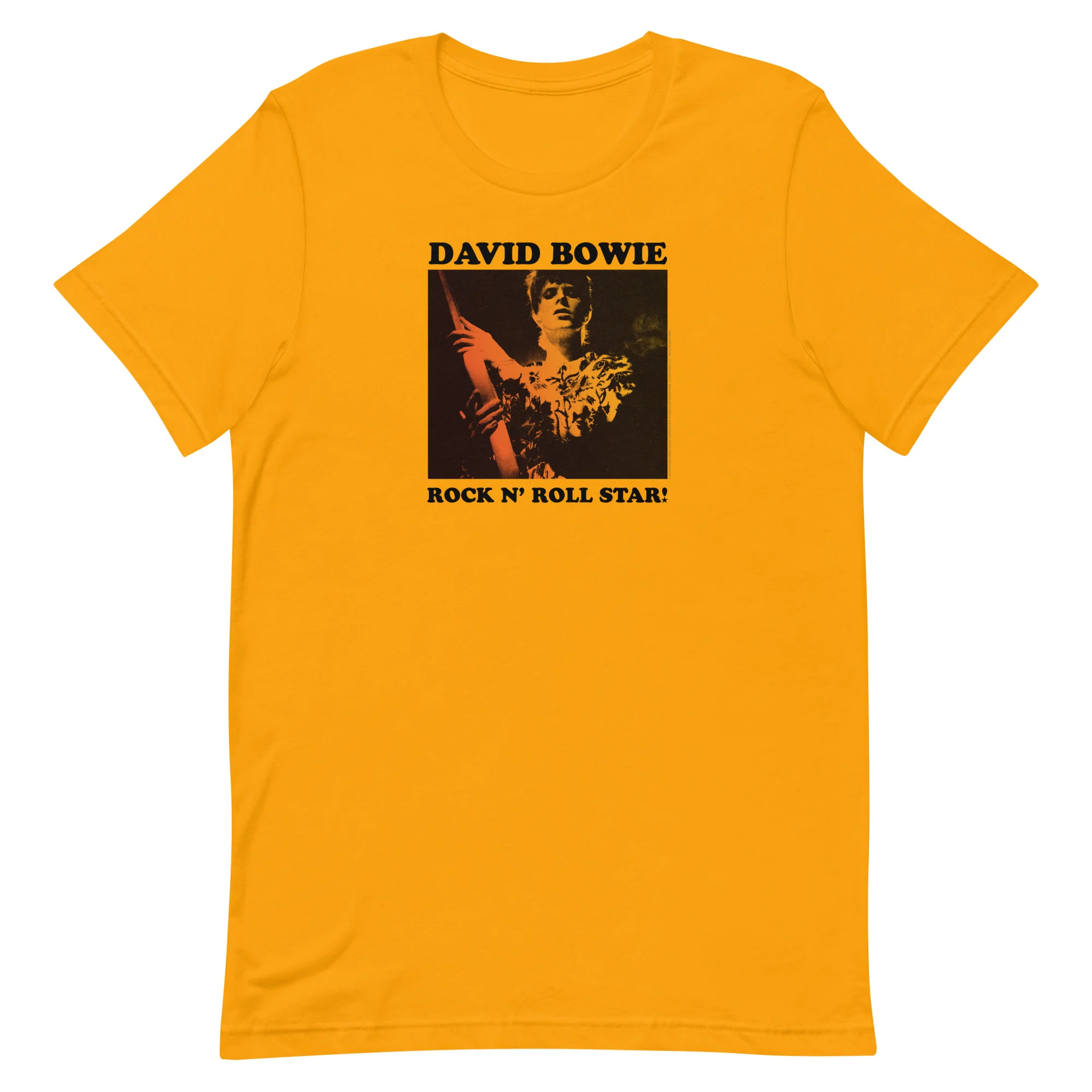 David Bowie Rock n' Roll Star Photo Gold T-Shirt