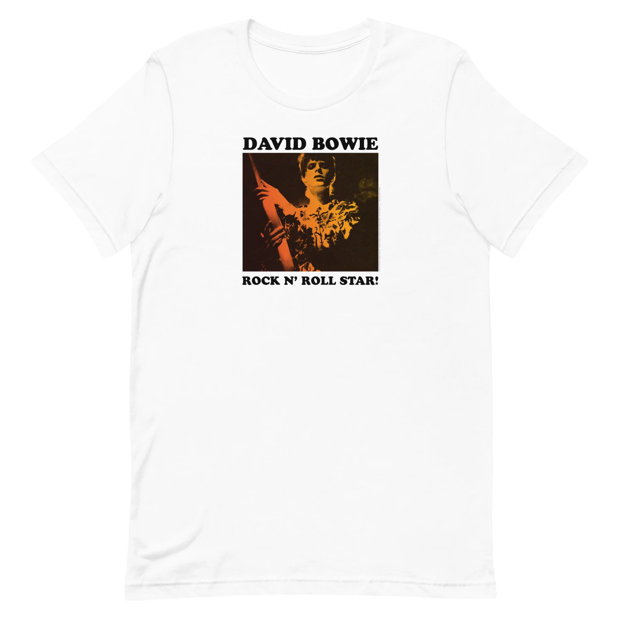 David Bowie Rock n' Roll Star Photo Gold T-Shirt - Image 3