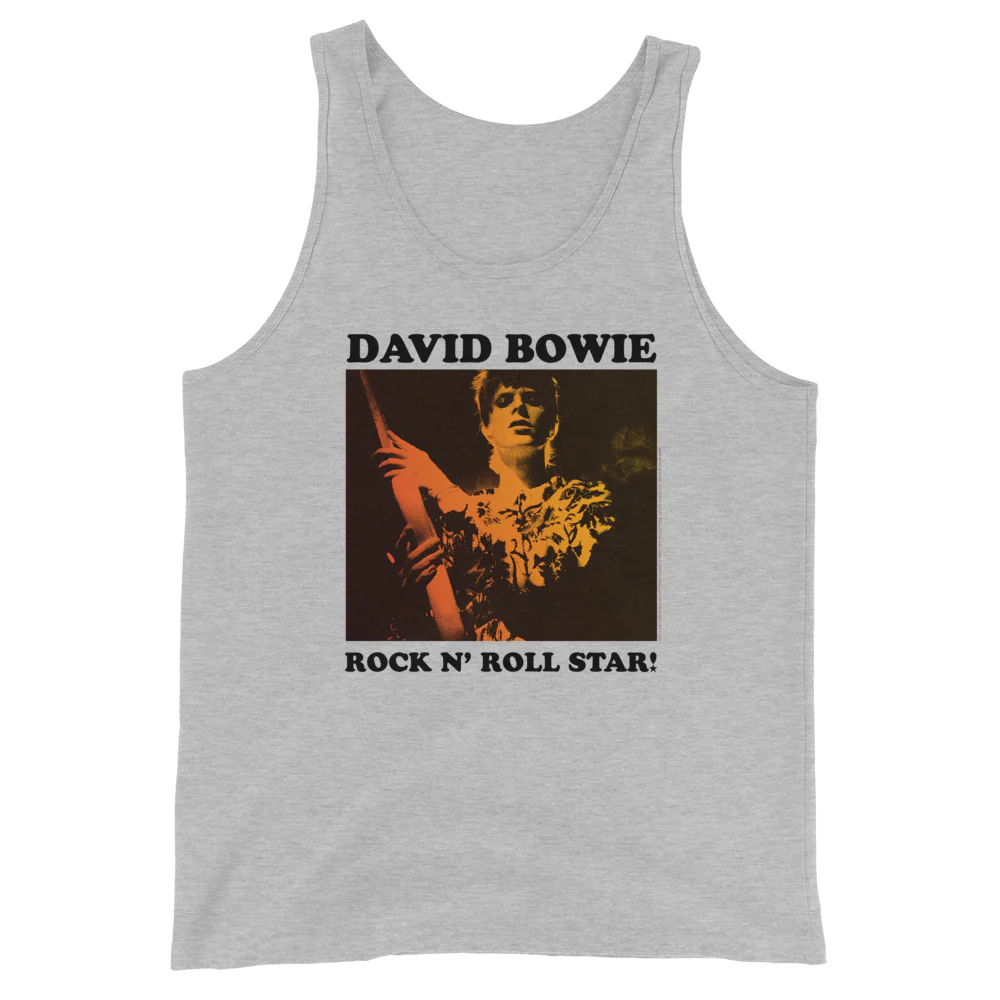 David Bowie Rock n' Roll Star Photo Gold Tank Top Athletic Heather